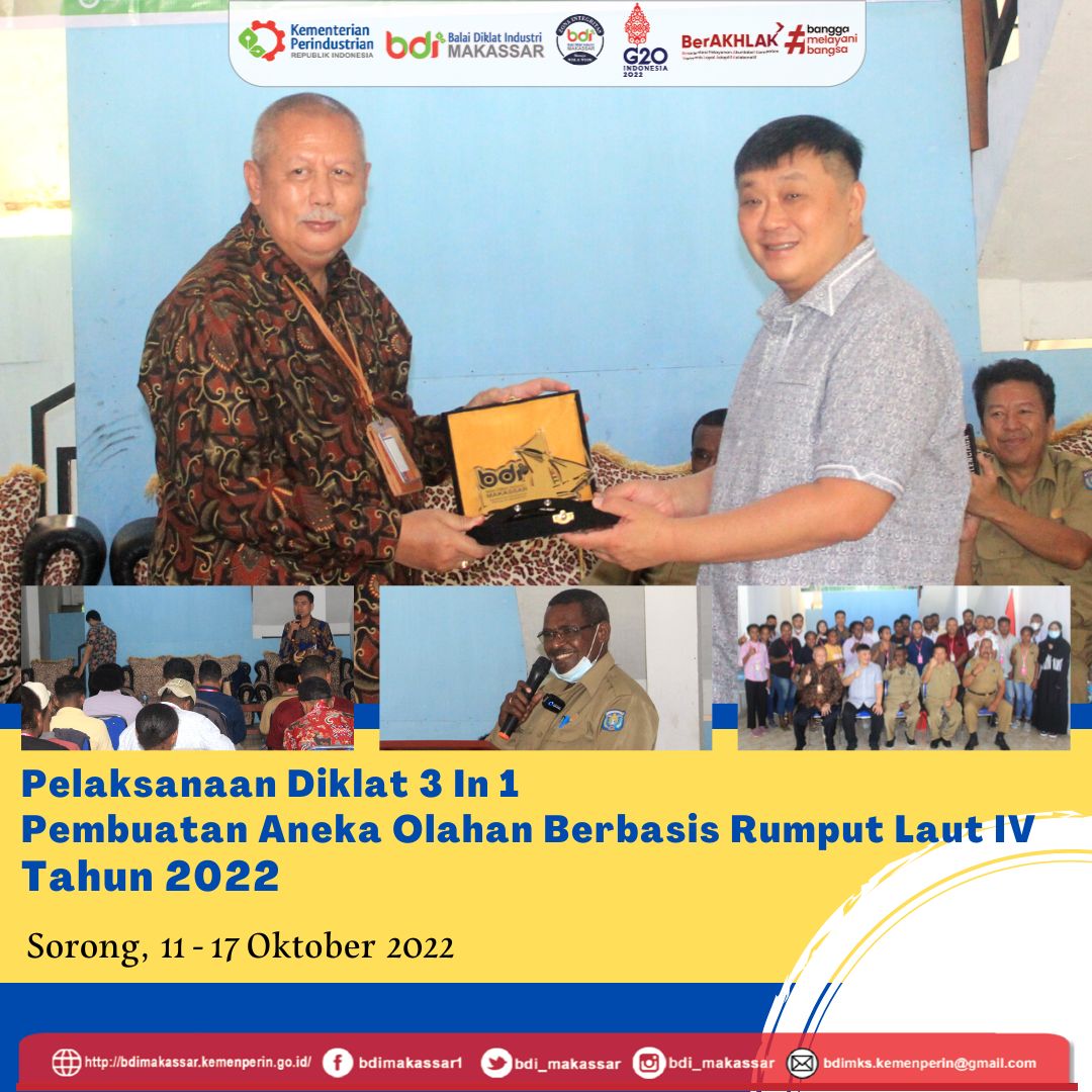 Pelaksanaan Diklat 3In1 Aneka Olahan Berbasis Rumput Laut Angkatan IV