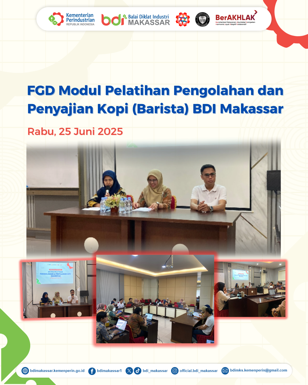 FGD Revisi Modul Pelatihan Pengolahan dan Penyajian Kopi (Barista) oleh BDI Makassar
