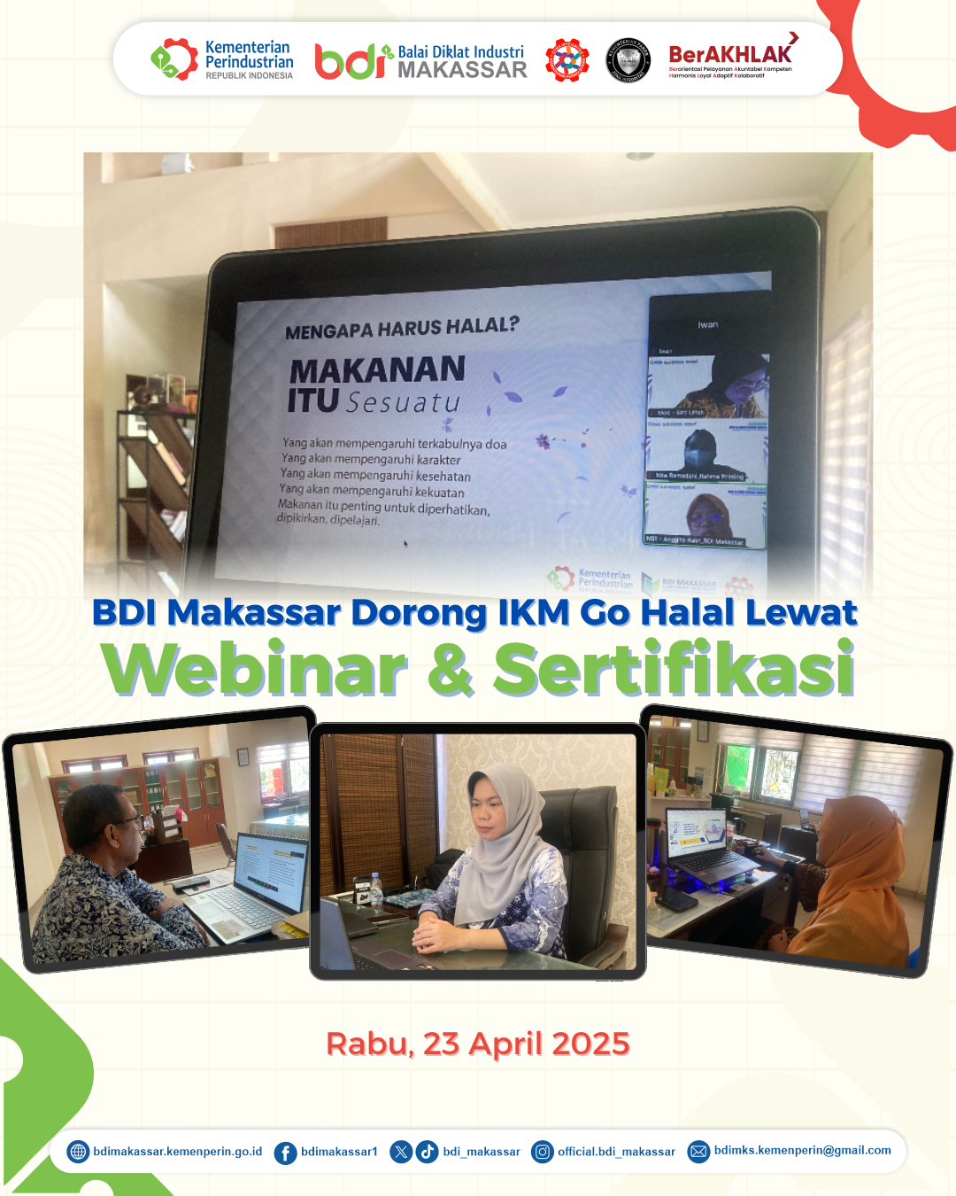 BDI Makassar Dorong IKM Go Halal Lewat Webinar dan Sertifikasi