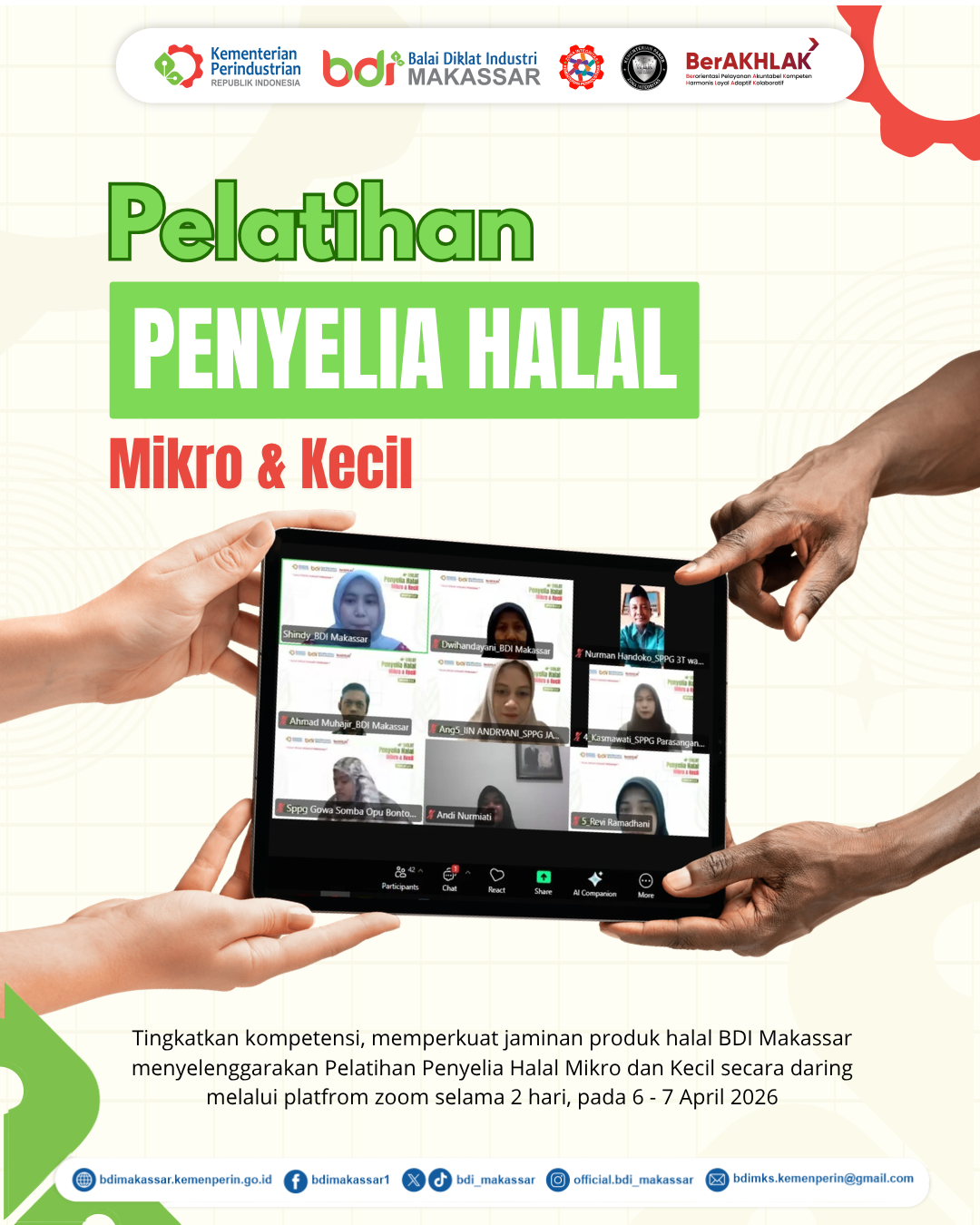 BDI Makassar Selenggarakan Pelatihan Penyelia Halal Mikro & Kecil Angkatan 4 dan 5 Secara Daring