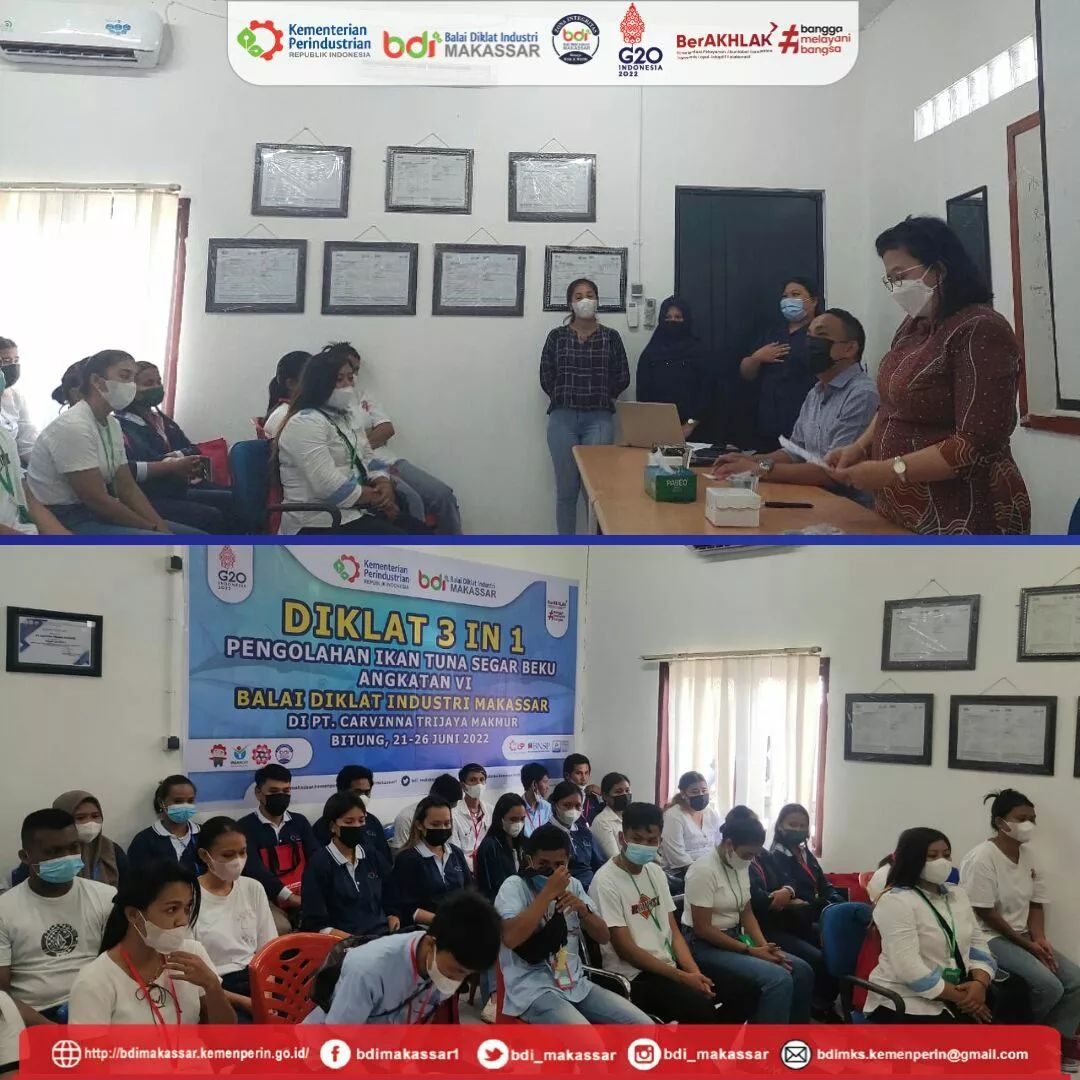 Pembukaan Diklat 3In1 Pengolahan Ikan Tuna Segar Beku Angkatan VI Tahun 2022 di Kota Bitung
